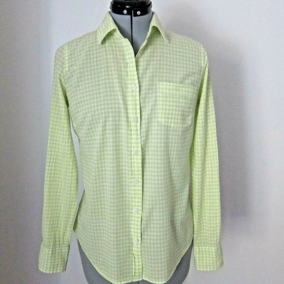 J. CREW THE PERFECT SHIRT - LIME GREEN GINGHAM - 100% COTTON - X … - Picture 2 of 5